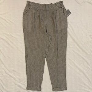 flowy linen pants- striped, tapered, cuffed style